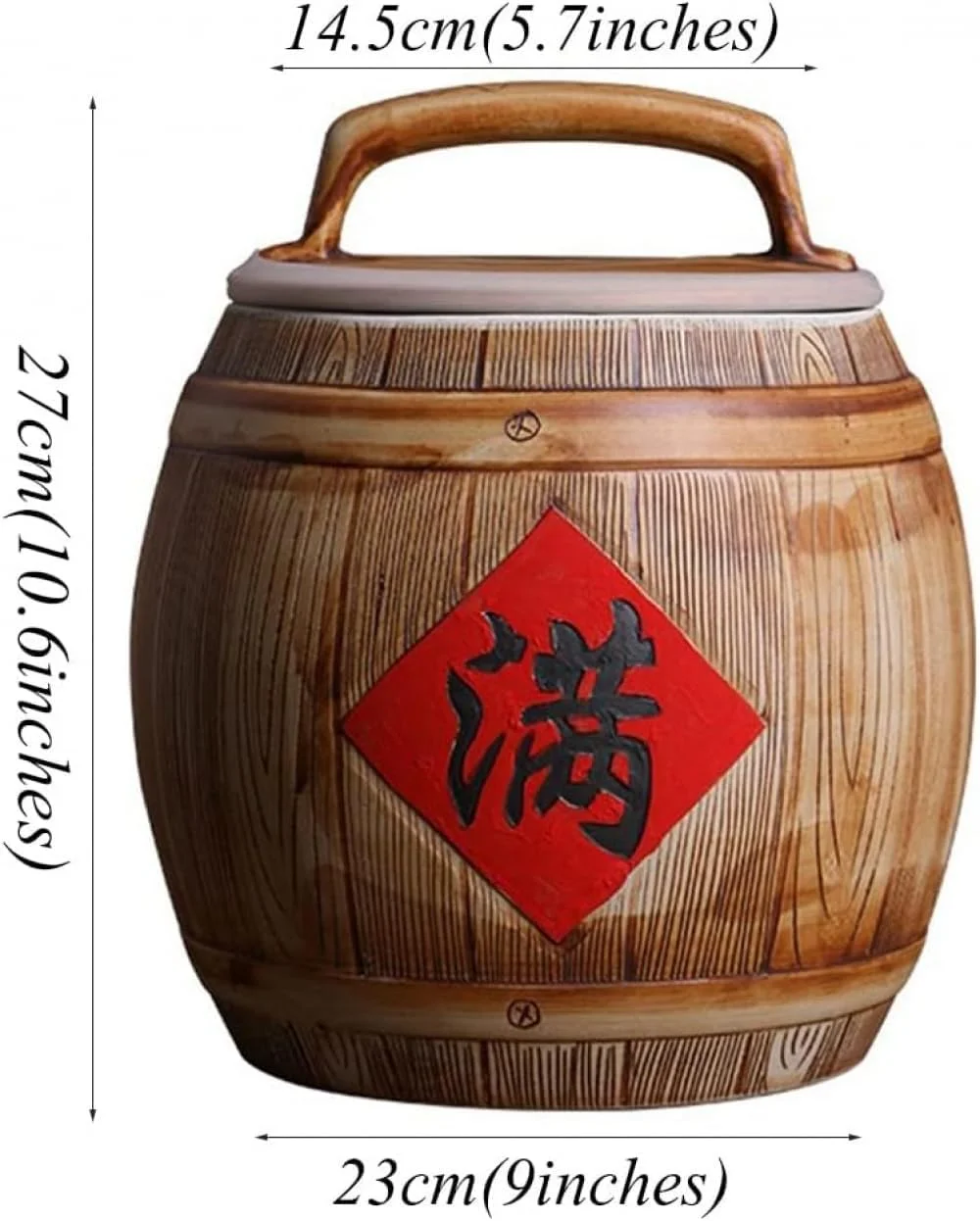 ظرف برنج سرامیکی BAZAC Zhirong، ظرف نگهداری برنج خانگی مهر و موم شده، سطل نگهداری غلات با ظرفیت بزرگ، نگهداری مواد غذایی خشک (رنگ: قهوه ای، اندازه: 23 * 14.5 * 27 سانتی متر) ظرف برنج سرامیکی BAZAC Zhirong، ظرف نگهداری برنج خانگی مهر و موم شده، سطل نگهداری غلات با ظرفیت بزرگ، نگهداری مواد غذایی خشک (رنگ: قهوه ای، اندازه: 23 * 14.5 * 27 سانتی متر)