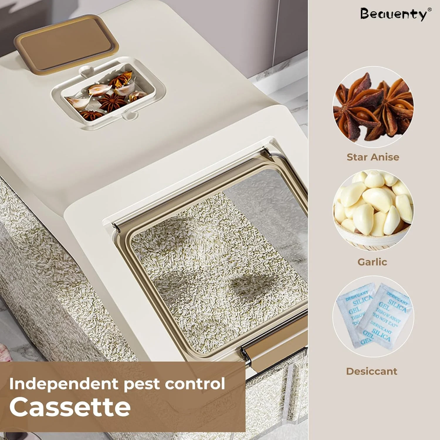 ظرف نگهداری برنج Beauenty، جعبه نگهداری برنج درب دار، جعبه نگهداری مواد غذایی خشک 10 کیلوگرمی/15 کیلوگرمی، بدون BPA (10 کیلوگرم، سفید) ظرف نگهداری برنج Beauenty، جعبه نگهداری برنج درب دار، جعبه نگهداری مواد غذایی خشک 10 کیلوگرمی/15 کیلوگرمی، بدون BPA (10 کیلوگرم، سفید)