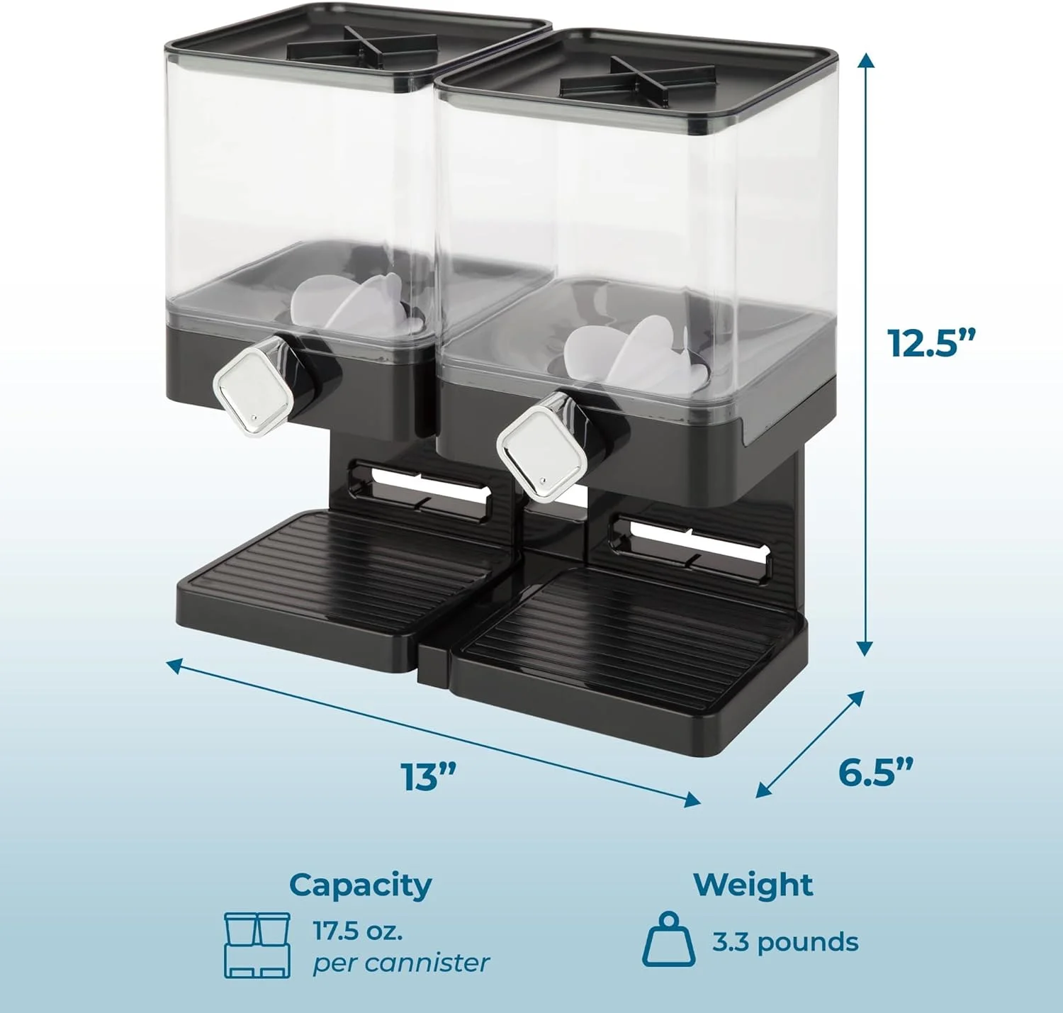 ظرف نگهدارنده دوگانه مواد غذایی خشک Azonee با کنترل میزان خروجی، ظرف فشرده نگهداری غلات و تنقلات برای روی کابینت آشپزخانه، ایده آل برای جو دوسر، برنج، آبنبات، آجیل (مشکی/کروم) ظرف نگهدارنده دوگانه مواد غذایی خشک Azonee با کنترل میزان خروجی، ظرف فشرده نگهداری غلات و تنقلات برای روی کابینت آشپزخانه، ایده آل برای جو دوسر، برنج، آبنبات، آجیل (مشکی/کروم)