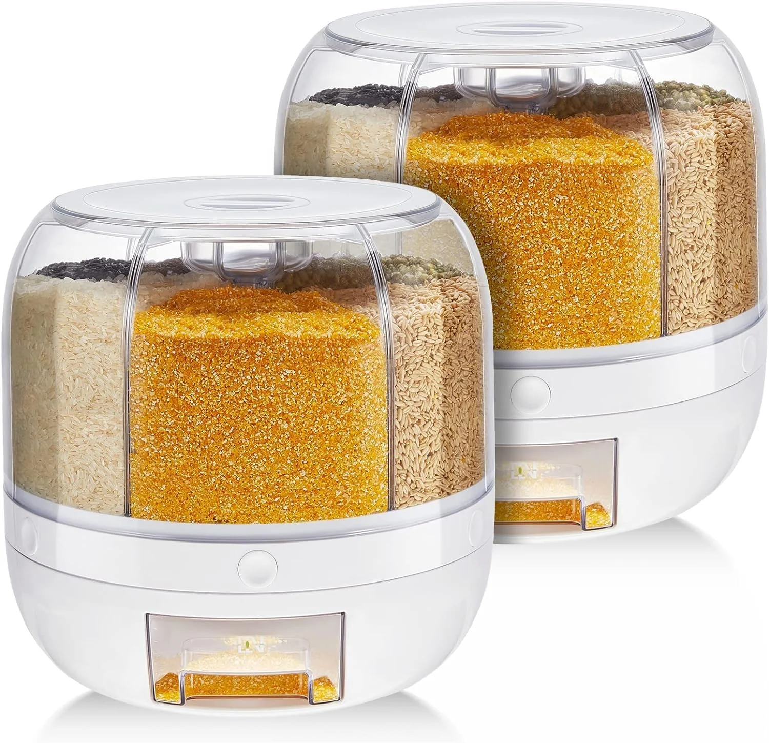 ظرف حبوبات چرخشی 360 درجه AWH - ظرف نگهداری شفاف 6 قسمتی برای مواد غذایی خشک، ظرف گرد شفاف برای غلات، عدس، سازمان دهنده آشپزخانه برای لوبیا و دانه های ریز - بسته 2 عددی ظرف حبوبات چرخشی 360 درجه AWH - ظرف نگهداری شفاف 6 قسمتی برای مواد غذایی خشک، ظرف گرد شفاف برای غلات، عدس، سازمان دهنده آشپزخانه برای لوبیا و دانه های ریز - بسته 2 عددی