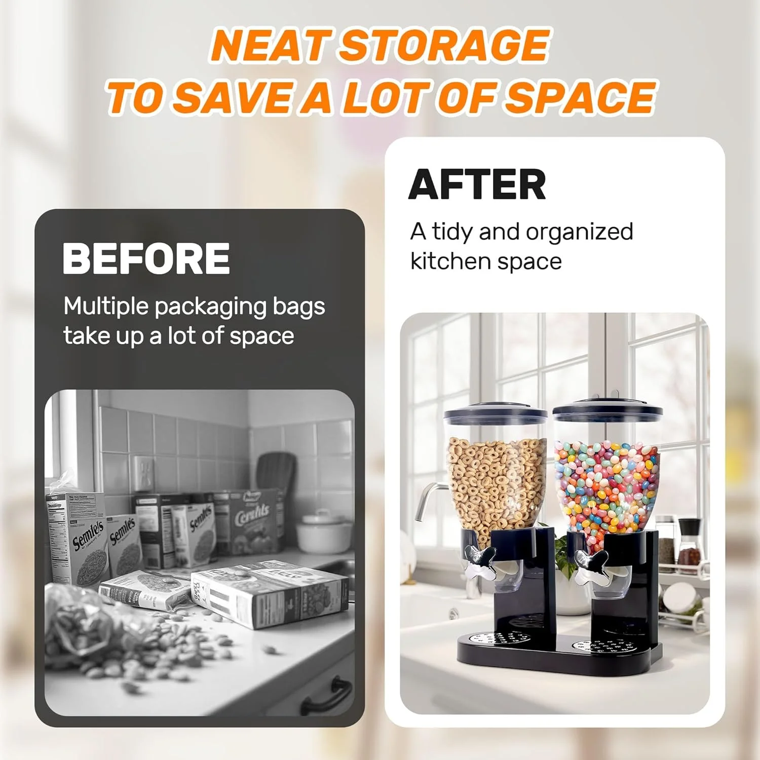 ظرف غلات آزونه، مناسب برای روی میز، با ظرفیت بالا، محفظه چرخشی و ضد هوا برای نگهداری مواد غذایی خشک مانند آجیل، شکلات، حبوبات، برنج، مناسب برای نظم دهی آشپزخانه، 2 عدد، 4 لیتر ظرف غلات آزونه، مناسب برای روی میز، با ظرفیت بالا، محفظه چرخشی و ضد هوا برای نگهداری مواد غذایی خشک مانند آجیل، شکلات، حبوبات، برنج، مناسب برای نظم دهی آشپزخانه، 2 عدد، 4 لیتر