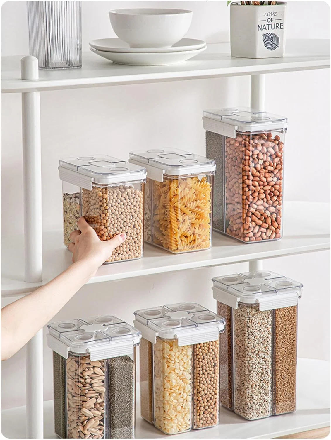 ظرف نگهداری غلات چند محفظه ای با ظرفیت بالا Azonee، پخش کننده آسان غلات، نگهداری مواد غذایی در آشپزخانه، بطری پلاستیکی نگهداری غلات، جعبه مهر و موم شده چند منظوره مواد غذایی ظرف نگهداری غلات چند محفظه ای با ظرفیت بالا Azonee، پخش کننده آسان غلات، نگهداری مواد غذایی در آشپزخانه، بطری پلاستیکی نگهداری غلات، جعبه مهر و موم شده چند منظوره مواد غذایی