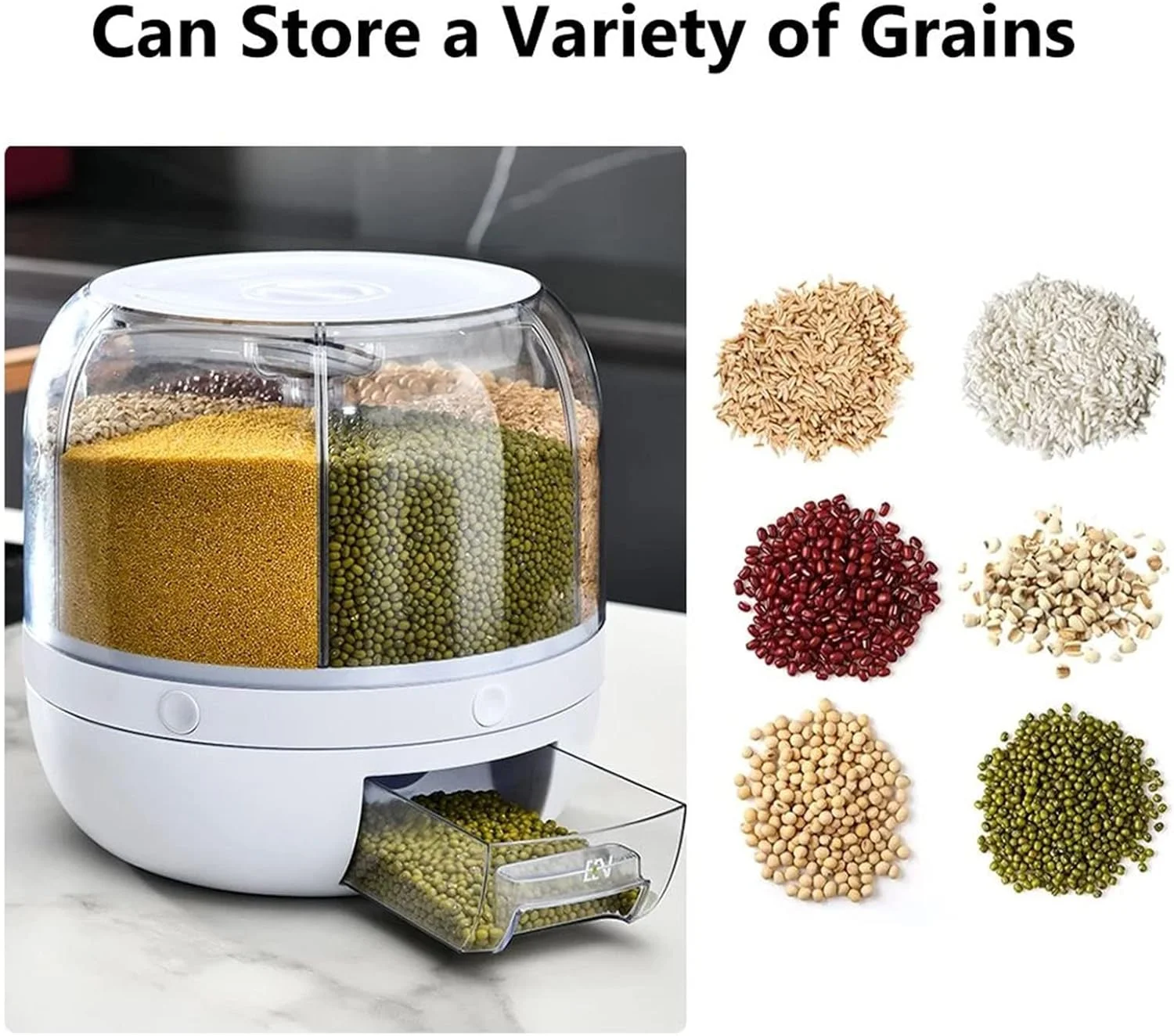 ظرف برنج چرخشی 360 درجه AWH Joyiever، ظرف ذخیره برنج شفاف 6 قسمتی با درب محکم و پیمانه برنج، مناسب برای نگهداری مواد غذایی و غلات در آشپزخانه منزل، 6 کیلوگرم ظرف برنج چرخشی 360 درجه AWH Joyiever، ظرف ذخیره برنج شفاف 6 قسمتی با درب محکم و پیمانه برنج، مناسب برای نگهداری مواد غذایی و غلات در آشپزخانه منزل، 6 کیلوگرم