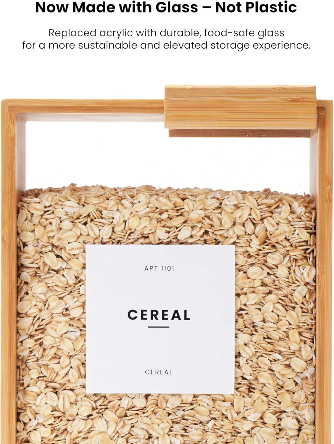 ظرف غذا APT 1101 با گنجایش 2 لیتر | سازمان دهنده و نگهدارنده آشپزخانه | ظروف غذا و پخش کننده غلات برای سازماندهی انبار و ظرف نگهداری | غلات، برنج، آرد، تنقلات (بامبو، 2 عدد) (شیشه، 2 عدد)