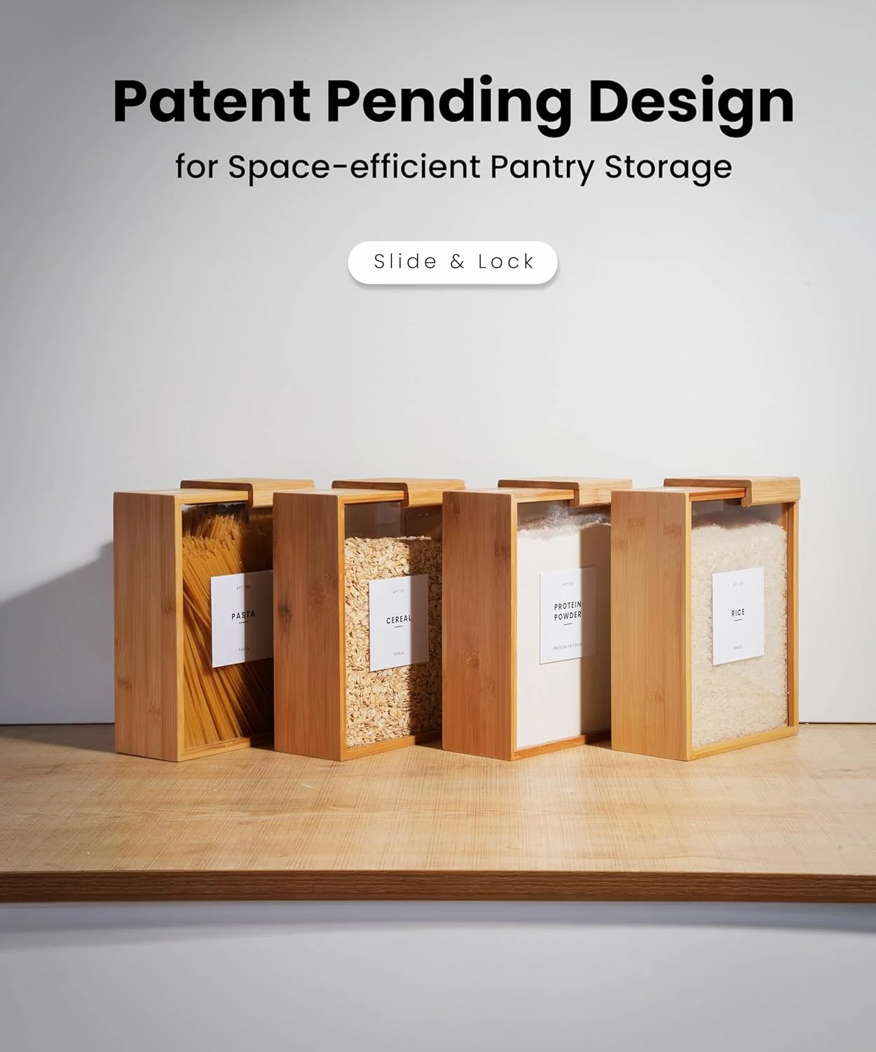 ظرف غذا APT 1101 با گنجایش 2 لیتر | سازمان دهنده و نگهدارنده آشپزخانه | ظروف غذا و پخش کننده غلات برای سازماندهی انبار و ظرف نگهداری | غلات، برنج، آرد، تنقلات (بامبو، 2 عدد) (شیشه، 2 عدد)