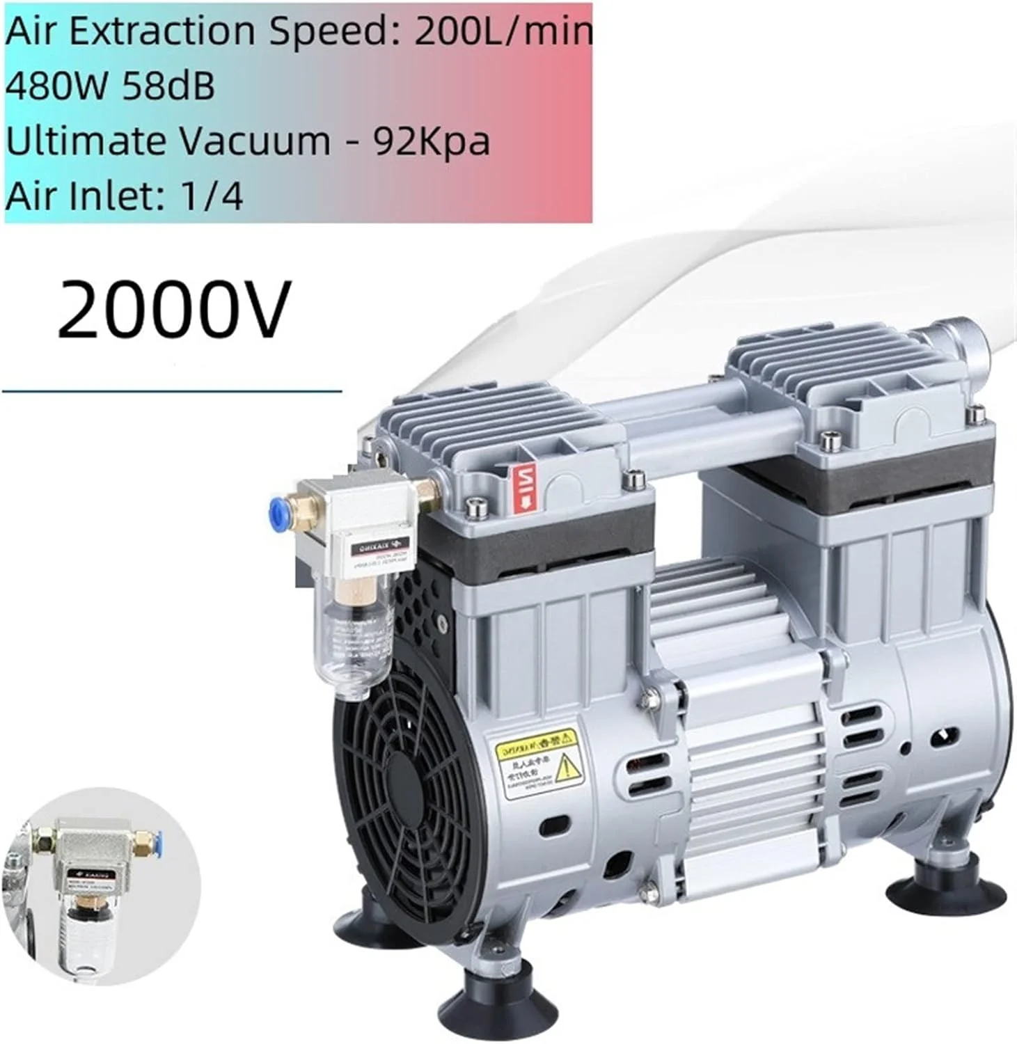 پمپ دیافراگمی XOSHHS، پمپ خلاء کوچک بدون روغن و بی صدا، پمپ خلاء آزمایشگاهی، پمپ هوای فشار منفی، مناسب برای مصارف صنعتی (2000V)