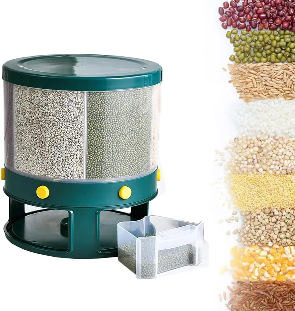 ظرف نگهداری غلات AMERTEER - پخش کننده تنقلات 6 قسمتی، پخش کننده غلات رومیزی، پخش کننده گرد دانه برنج با خروجی تک کلیک، ظرف آشپزخانه برای دانه های کوچک، حبوبات، ظرف برنج ظرف نگهداری غلات AMERTEER - پخش کننده تنقلات 6 قسمتی، پخش کننده غلات رومیزی، پخش کننده گرد دانه برنج با خروجی تک کلیک، ظرف آشپزخانه برای دانه های کوچک، حبوبات، ظرف برنج