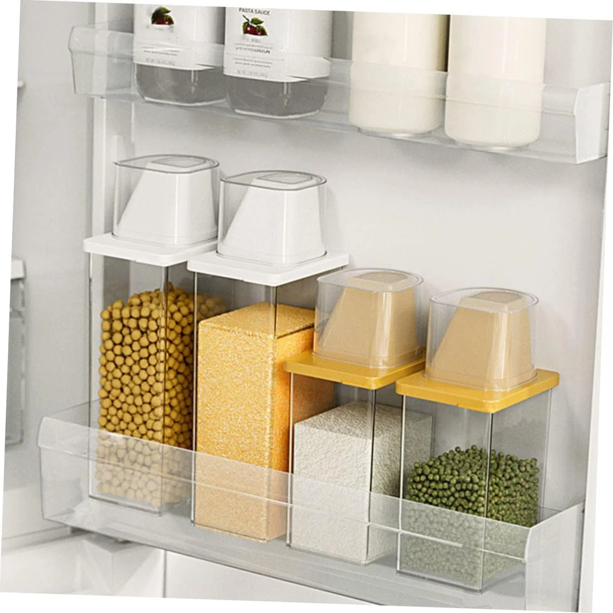 ظرف نگهداری برنج نفوذ ناپذیر Amosfun، شیشه غلات مهر و موم شده برای سازماندهی آشپزخانه، جعبه برنج رطوبتی برای آرد و نگهداری مواد غذایی برای سهولت ظرف نگهداری برنج نفوذ ناپذیر Amosfun، شیشه غلات مهر و موم شده برای سازماندهی آشپزخانه، جعبه برنج رطوبتی برای آرد و نگهداری مواد غذایی برای سهولت