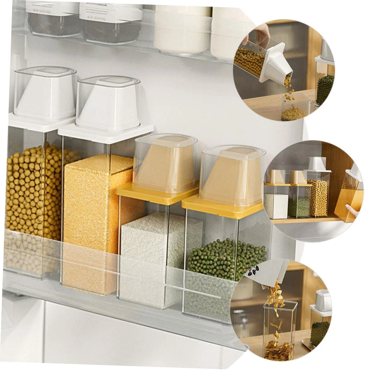 ظرف نگهداری برنج نفوذ ناپذیر Amosfun، شیشه غلات مهر و موم شده برای سازماندهی آشپزخانه، جعبه برنج رطوبتی برای آرد و نگهداری مواد غذایی برای سهولت ظرف نگهداری برنج نفوذ ناپذیر Amosfun، شیشه غلات مهر و موم شده برای سازماندهی آشپزخانه، جعبه برنج رطوبتی برای آرد و نگهداری مواد غذایی برای سهولت