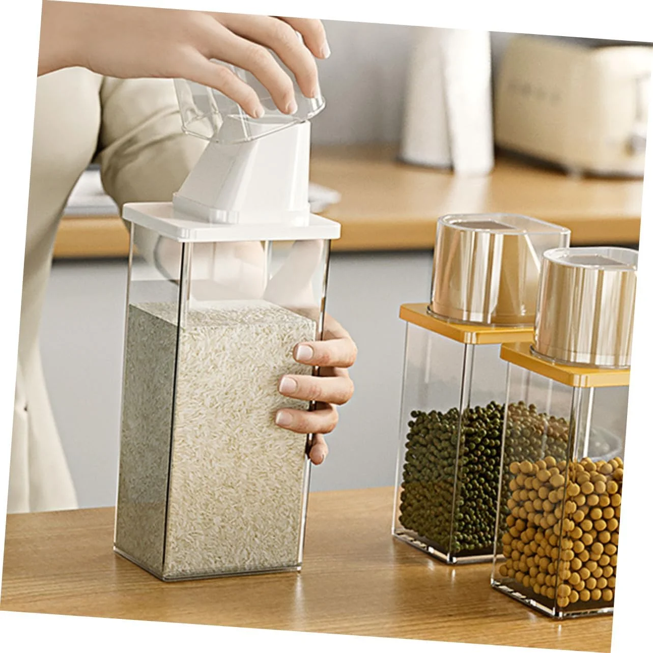 ظرف نگهداری برنج نفوذ ناپذیر Amosfun، شیشه غلات مهر و موم شده برای سازماندهی آشپزخانه، جعبه برنج رطوبتی برای آرد و نگهداری مواد غذایی برای سهولت ظرف نگهداری برنج نفوذ ناپذیر Amosfun، شیشه غلات مهر و موم شده برای سازماندهی آشپزخانه، جعبه برنج رطوبتی برای آرد و نگهداری مواد غذایی برای سهولت