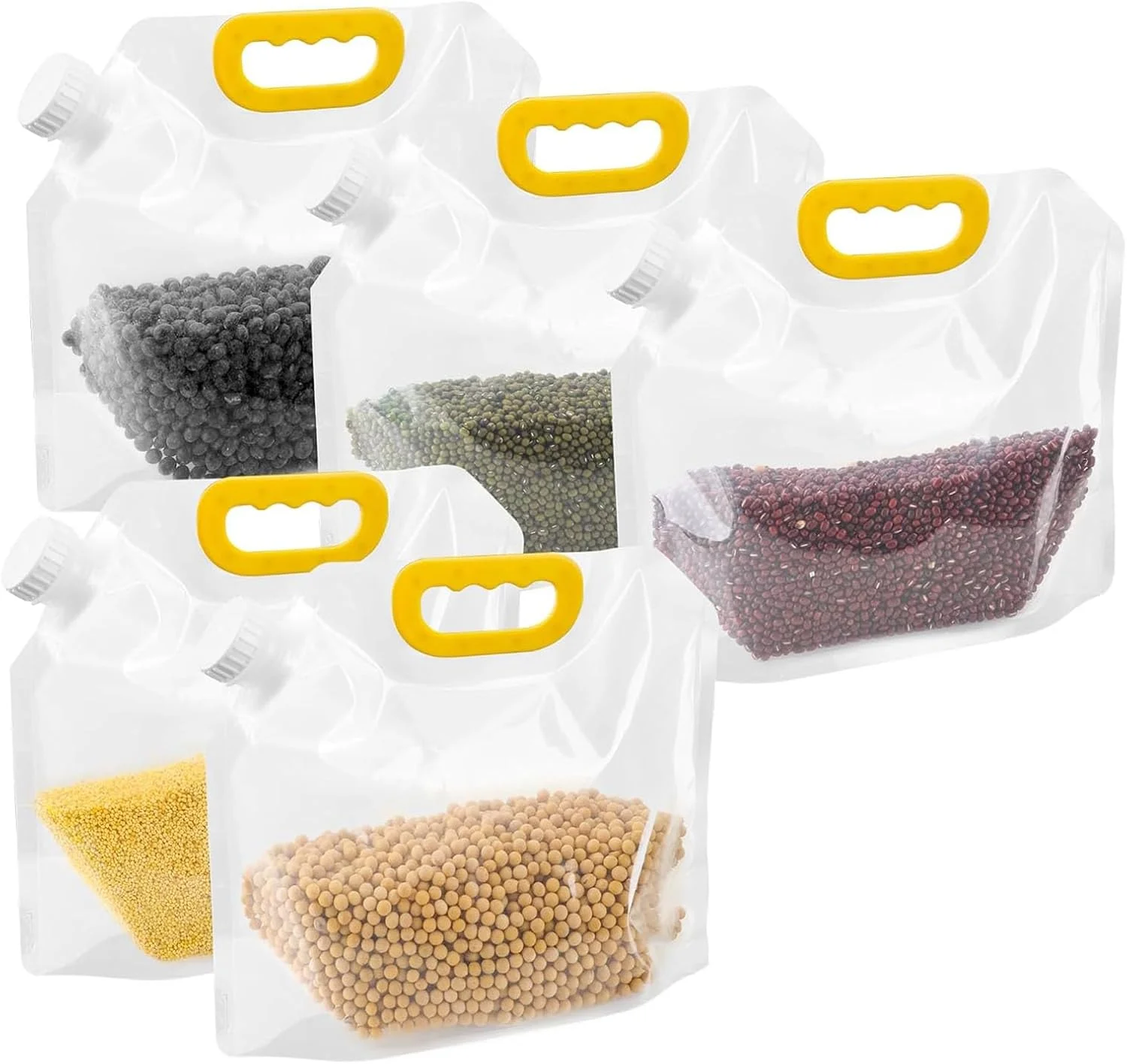 کیسه نگهداری برنج و غلات AJIODA، بسته 5 عددی ظروف نگهداری مواد غذایی 1 لیتری درب دار و دسته دار، کیسه های شفاف ضد رطوبت، کیسه قابل حمل، مناسب برای غلات، آرد، لوبیا، آجیل، برنج، چای، پودر، آب، کیسه سازمان دهنده قابل استفاده مجدد کیسه نگهداری برنج و غلات AJIODA، بسته 5 عددی ظروف نگهداری مواد غذایی 1 لیتری درب دار و دسته دار، کیسه های شفاف ضد رطوبت، کیسه قابل حمل، مناسب برای غلات، آرد، لوبیا، آجیل، برنج، چای، پودر، آب، کیسه سازمان دهنده قابل استفاده مجدد