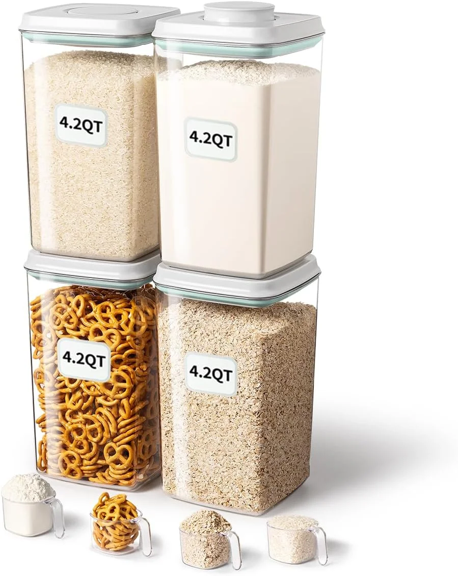 ظرف نگهداری مواد غذایی آنکو با درب فشاری و پیمانه 130 میلی لیتری، 4 لیتری/4.2 کوارت * 4 عدد، بدون BPA، مناسب برای غلات، برنج، آرد، پاستا و تنقلات، قابل چیدن و بادوام، سازمان دهنده کابینت آشپزخانه ظرف نگهداری مواد غذایی آنکو با درب فشاری و پیمانه 130 میلی لیتری، 4 لیتری/4.2 کوارت * 4 عدد، بدون BPA، مناسب برای غلات، برنج، آرد، پاستا و تنقلات، قابل چیدن و بادوام، سازمان دهنده کابینت آشپزخانه