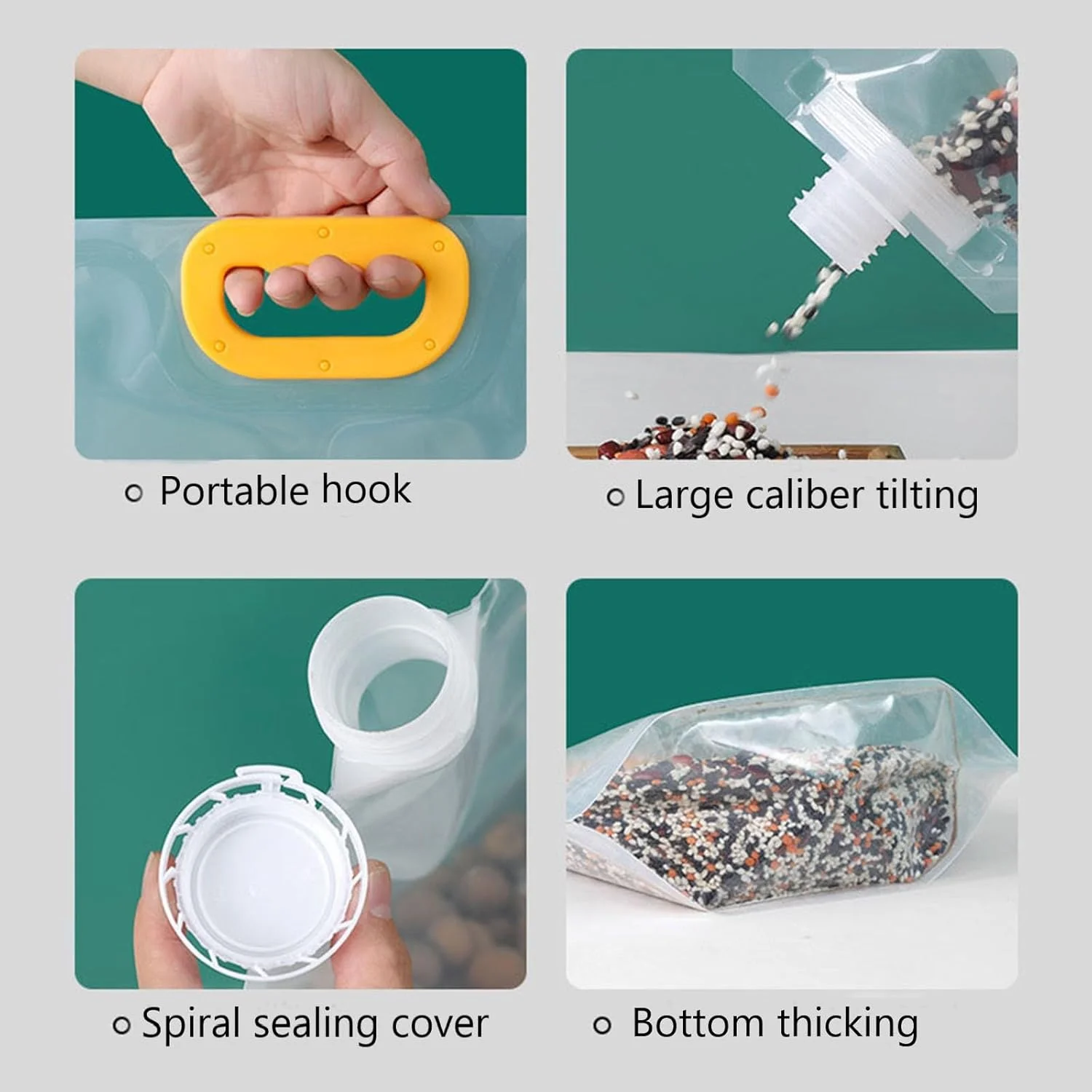 کیسه نگهداری برنج و غلات AJIODA، بسته 5 عددی ظروف نگهداری مواد غذایی 1 لیتری درب دار و دسته دار، کیسه های شفاف ضد رطوبت، کیسه قابل حمل، مناسب برای غلات، آرد، لوبیا، آجیل، برنج، چای، پودر، آب، کیسه سازمان دهنده قابل استفاده مجدد کیسه نگهداری برنج و غلات AJIODA، بسته 5 عددی ظروف نگهداری مواد غذایی 1 لیتری درب دار و دسته دار، کیسه های شفاف ضد رطوبت، کیسه قابل حمل، مناسب برای غلات، آرد، لوبیا، آجیل، برنج، چای، پودر، آب، کیسه سازمان دهنده قابل استفاده مجدد