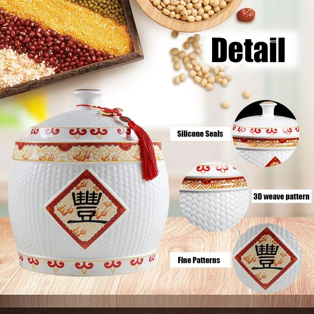 ظروف نگهداری برنج، ظروف حبوبات برای انبار آشپزخانه، جعبه بزرگ نگهداری برنج، ظروف نگهداری مواد غذایی با درب، دیگ برنج سرامیکی (2.5 کیلوگرم) ظروف نگهداری برنج، ظروف حبوبات برای انبار آشپزخانه، جعبه بزرگ نگهداری برنج، ظروف نگهداری مواد غذایی با درب، دیگ برنج سرامیکی (2.5 کیلوگرم)