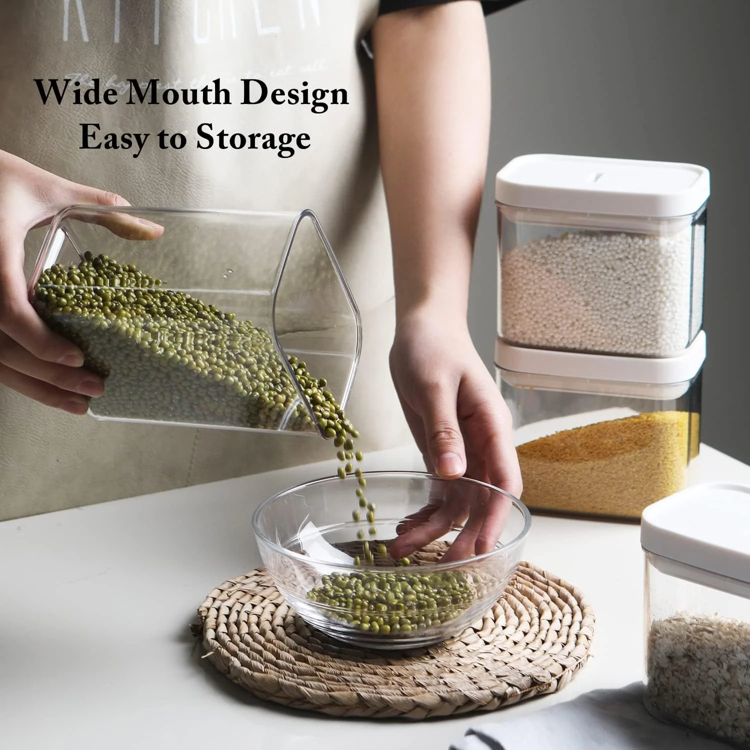 ست ظروف نگهداری مواد غذایی درب دار با قفل هوا، مجموعه 6 عددی، شیشه های پلاستیکی سازمان دهنده انبار برای غلات، قهوه، شکر - ضد رطوبت، بدون BPA و طراحی قابل چیدن (M:800ML) ست ظروف نگهداری مواد غذایی درب دار با قفل هوا، مجموعه 6 عددی، شیشه های پلاستیکی سازمان دهنده انبار برای غلات، قهوه، شکر - ضد رطوبت، بدون BPA و طراحی قابل چیدن (M:800ML)