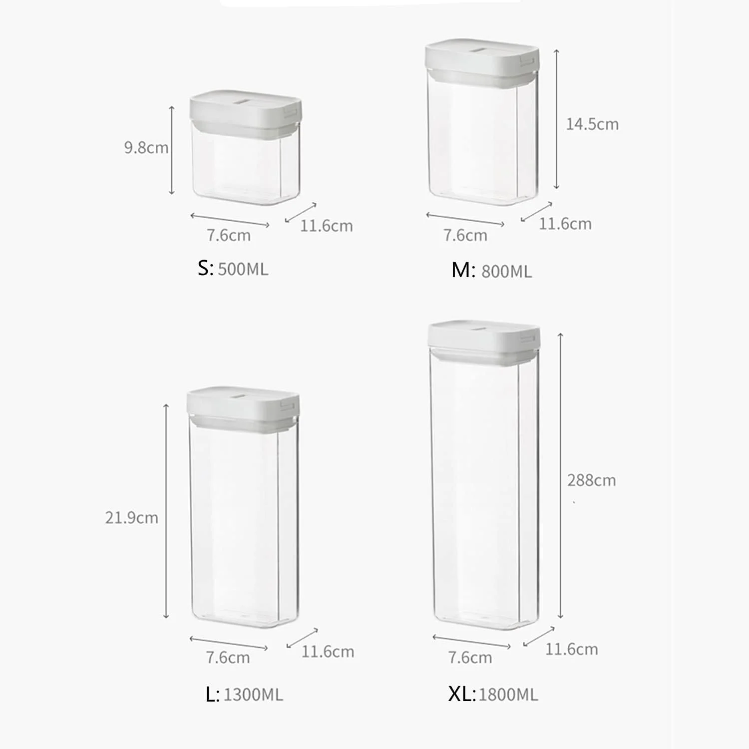 ست ظروف نگهداری مواد غذایی درب دار با قفل هوا، مجموعه 6 عددی، شیشه های پلاستیکی سازمان دهنده انبار برای غلات، قهوه، شکر - ضد رطوبت، بدون BPA و طراحی قابل چیدن (M:800ML) ست ظروف نگهداری مواد غذایی درب دار با قفل هوا، مجموعه 6 عددی، شیشه های پلاستیکی سازمان دهنده انبار برای غلات، قهوه، شکر - ضد رطوبت، بدون BPA و طراحی قابل چیدن (M:800ML)