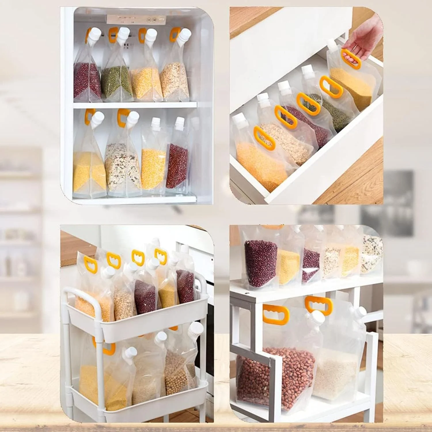 کیسه نگهداری برنج و غلات AJIODA، بسته 5 عددی ظروف نگهداری مواد غذایی 1 لیتری درب دار و دسته دار، کیسه های شفاف ضد رطوبت، کیسه قابل حمل، مناسب برای غلات، آرد، لوبیا، آجیل، برنج، چای، پودر، آب، کیسه سازمان دهنده قابل استفاده مجدد کیسه نگهداری برنج و غلات AJIODA، بسته 5 عددی ظروف نگهداری مواد غذایی 1 لیتری درب دار و دسته دار، کیسه های شفاف ضد رطوبت، کیسه قابل حمل، مناسب برای غلات، آرد، لوبیا، آجیل، برنج، چای، پودر، آب، کیسه سازمان دهنده قابل استفاده مجدد