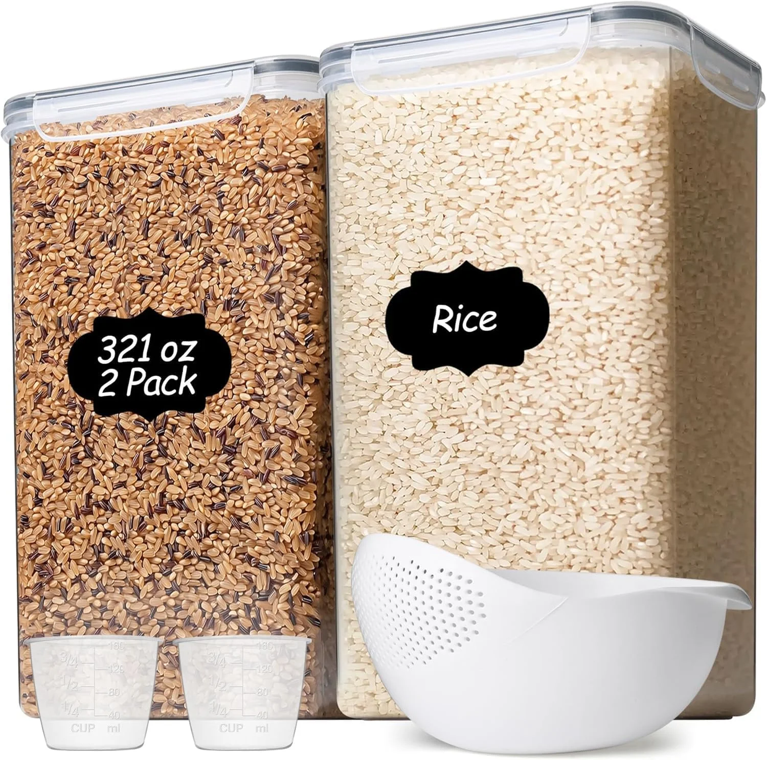 ظروف بزرگ نگهداری مواد غذایی درب دار، ست 2 عددی ظرف برنج 9.5 لیتری به همراه برنج شوی، ست ظروف پلاستیکی برای آشپزخانه، سازمان دهنده های انبار برای آرد، غلات و پخت و پز (2*9.5 لیتر) ظروف بزرگ نگهداری مواد غذایی درب دار، ست 2 عددی ظرف برنج 9.5 لیتری به همراه برنج شوی، ست ظروف پلاستیکی برای آشپزخانه، سازمان دهنده های انبار برای آرد، غلات و پخت و پز (2*9.5 لیتر)