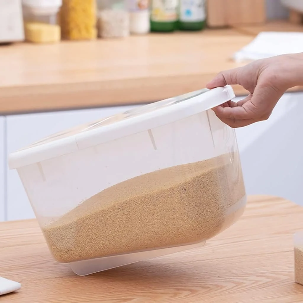 ظرف نگهداری مواد غذایی درب دار، مخزن برنج، ظروف نگهداری مواد غذایی خشک فله، سطل برنج پلاستیکی برای آرد و جو دوسر با پیمانه اندازه گیری (سایز: 30 * 19 * 19 سانتی متر) ظرف نگهداری مواد غذایی درب دار، مخزن برنج، ظروف نگهداری مواد غذایی خشک فله، سطل برنج پلاستیکی برای آرد و جو دوسر با پیمانه اندازه گیری (سایز: 30 * 19 * 19 سانتی متر)