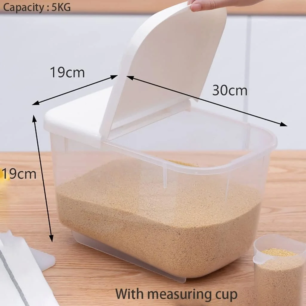 ظرف نگهداری مواد غذایی درب دار، مخزن برنج، ظروف نگهداری مواد غذایی خشک فله، سطل برنج پلاستیکی برای آرد و جو دوسر با پیمانه اندازه گیری (سایز: 30 * 19 * 19 سانتی متر) ظرف نگهداری مواد غذایی درب دار، مخزن برنج، ظروف نگهداری مواد غذایی خشک فله، سطل برنج پلاستیکی برای آرد و جو دوسر با پیمانه اندازه گیری (سایز: 30 * 19 * 19 سانتی متر)