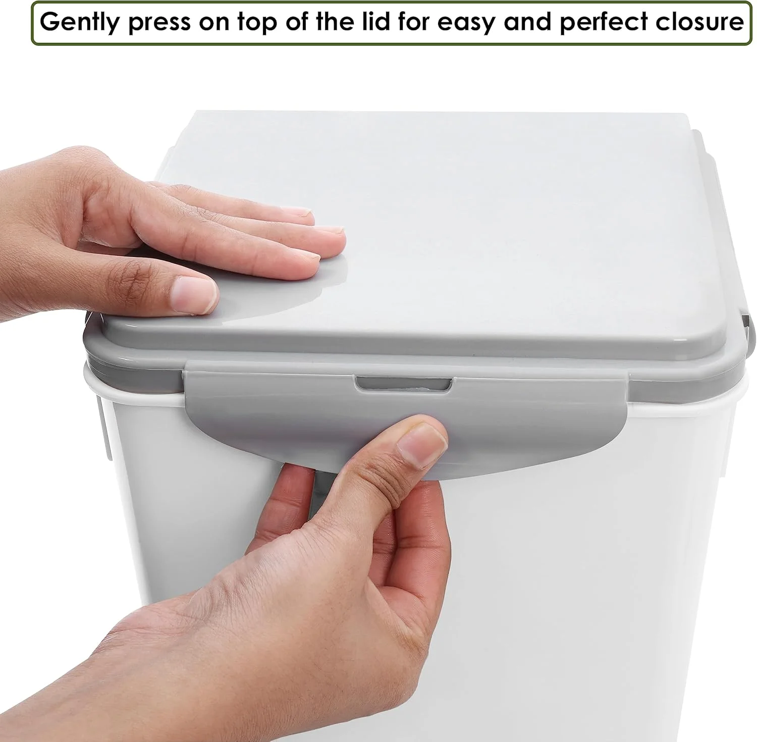 ظرف نگهداری برنج ABOUT SPACE با ظرفیت 15 کیلوگرم (دو عددی)، محفظه نگهداری برنج دربسته با پیمانه اندازه گیری - محفظه بشکه ای برنج - سازمان دهنده آشپزخانه ضد رطوبت برای غلات، حبوبات و غذای حیوانات خانگی - خاکستری، پلاستیکی