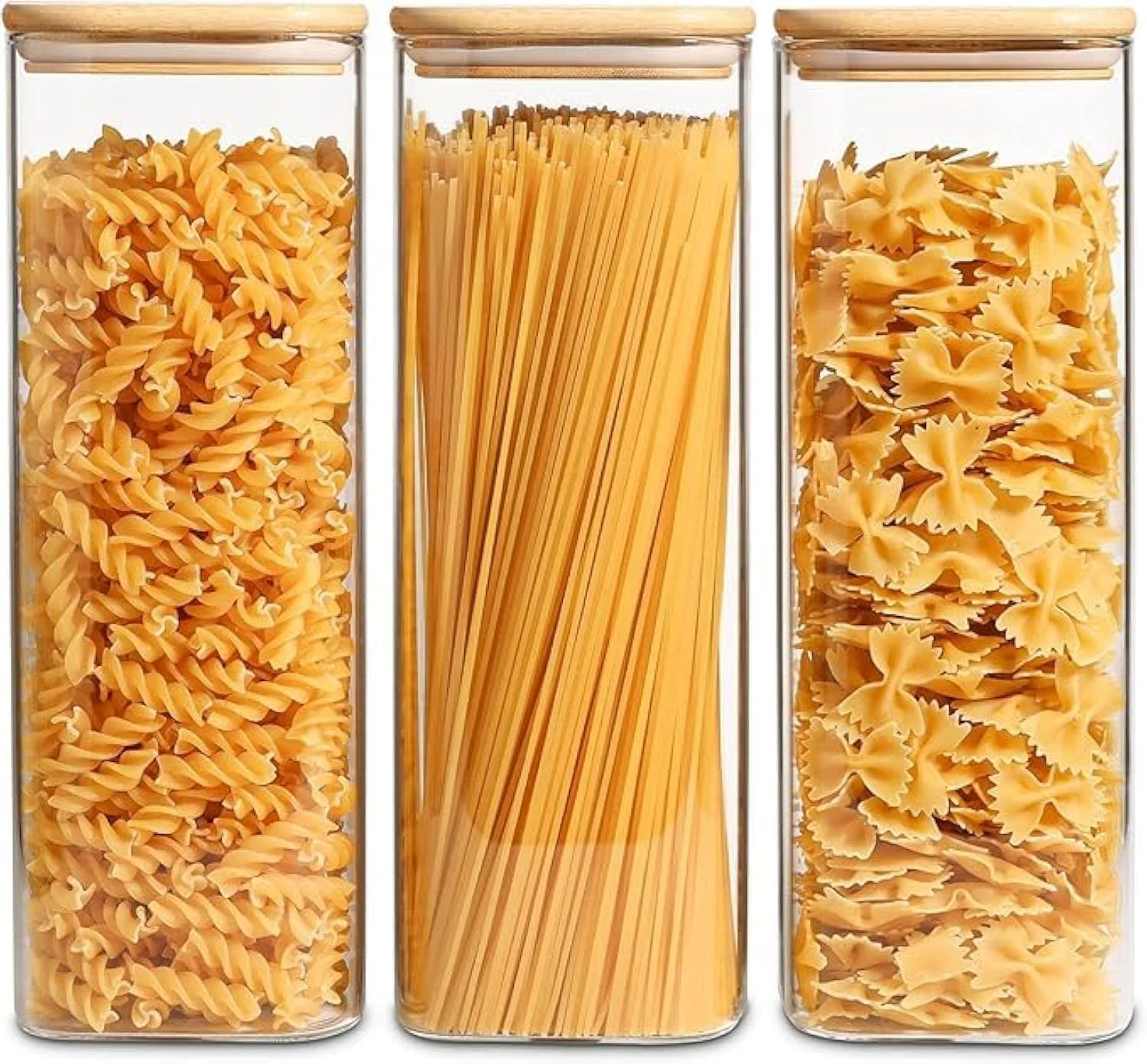 ست 3 عددی شیشه های مربعی ذخیره سازی 1CHASE با درب/قاشق بامبو هواگیر 1800 میلی لیتر، ظروف ذخیره سازی مواد غذایی آشپزخانه بوروسیلیکاتی برای آب نبات، کلوچه، برنج، شکر، آرد، پاستا، آجیل ست 3 عددی شیشه های مربعی ذخیره سازی 1CHASE با درب/قاشق بامبو هواگیر 1800 میلی لیتر، ظروف ذخیره سازی مواد غذایی آشپزخانه بوروسیلیکاتی برای آب نبات، کلوچه، برنج، شکر، آرد، پاستا، آجیل