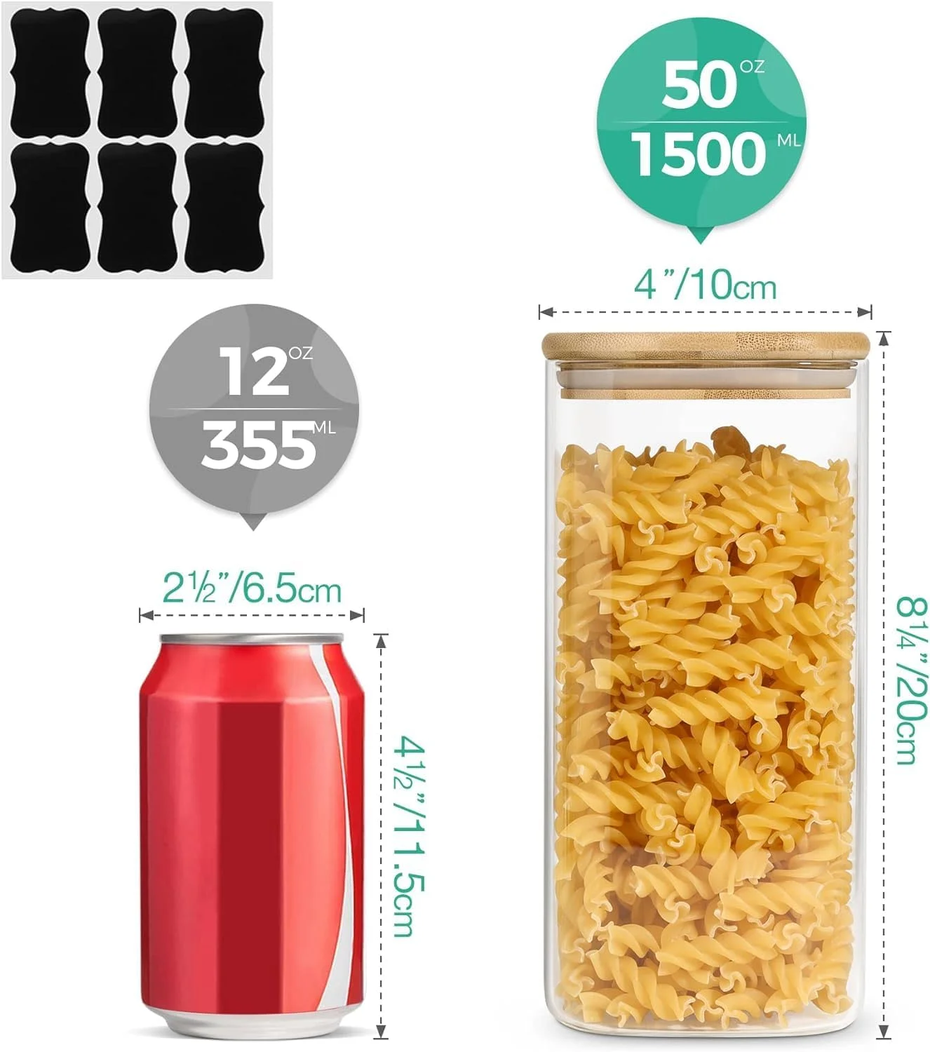 ست 3 عددی شیشه های مربعی ذخیره سازی 1CHASE با درب/قاشق بامبو محکم، 1500 میلی لیتر (50 اونس)، ست ظروف شیشه ای بوروسیلیکات برای نگهداری مواد غذایی در آشپزخانه، مناسب برای نگهداری آبنبات، کلوچه، برنج، شکر، آرد، پاستا و آجیل ست 3 عددی شیشه های مربعی ذخیره سازی 1CHASE با درب/قاشق بامبو محکم، 1500 میلی لیتر (50 اونس)، ست ظروف شیشه ای بوروسیلیکات برای نگهداری مواد غذایی در آشپزخانه، مناسب برای نگهداری آبنبات، کلوچه، برنج، شکر، آرد، پاستا و آجیل