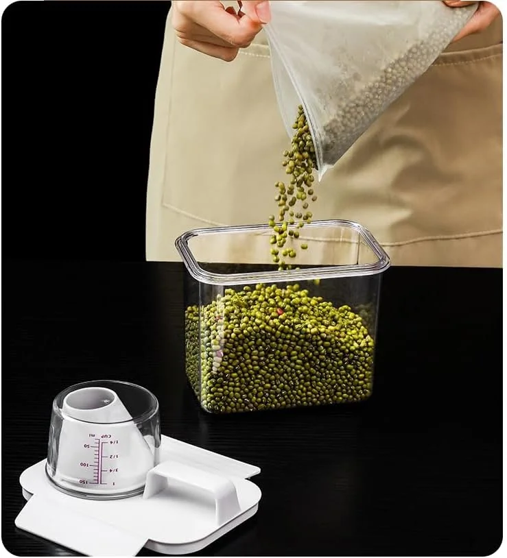 ظرف نگهداری درب دار ممتاز 1.8 لیتری (60 اونس) - سازمان دهنده چند منظوره آشپزخانه و لباسشویی برای پودر لباسشویی، غلات، برنج و خرما - سطل ضد نشت با دسته و درب قفل دار ظرف نگهداری درب دار ممتاز 1.8 لیتری (60 اونس) - سازمان دهنده چند منظوره آشپزخانه و لباسشویی برای پودر لباسشویی، غلات، برنج و خرما - سطل ضد نشت با دسته و درب قفل دار