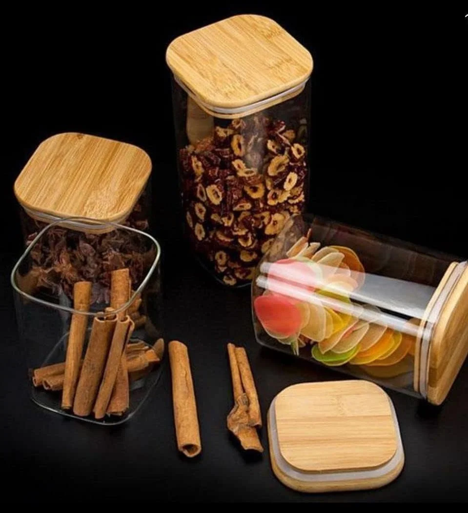 ست 3 عددی شیشه های مربعی ذخیره سازی 1CHASE با درب/قاشق بامبو محکم، 1500 میلی لیتر (50 اونس)، ست ظروف شیشه ای بوروسیلیکات برای نگهداری مواد غذایی در آشپزخانه، مناسب برای نگهداری آبنبات، کلوچه، برنج، شکر، آرد، پاستا و آجیل ست 3 عددی شیشه های مربعی ذخیره سازی 1CHASE با درب/قاشق بامبو محکم، 1500 میلی لیتر (50 اونس)، ست ظروف شیشه ای بوروسیلیکات برای نگهداری مواد غذایی در آشپزخانه، مناسب برای نگهداری آبنبات، کلوچه، برنج، شکر، آرد، پاستا و آجیل