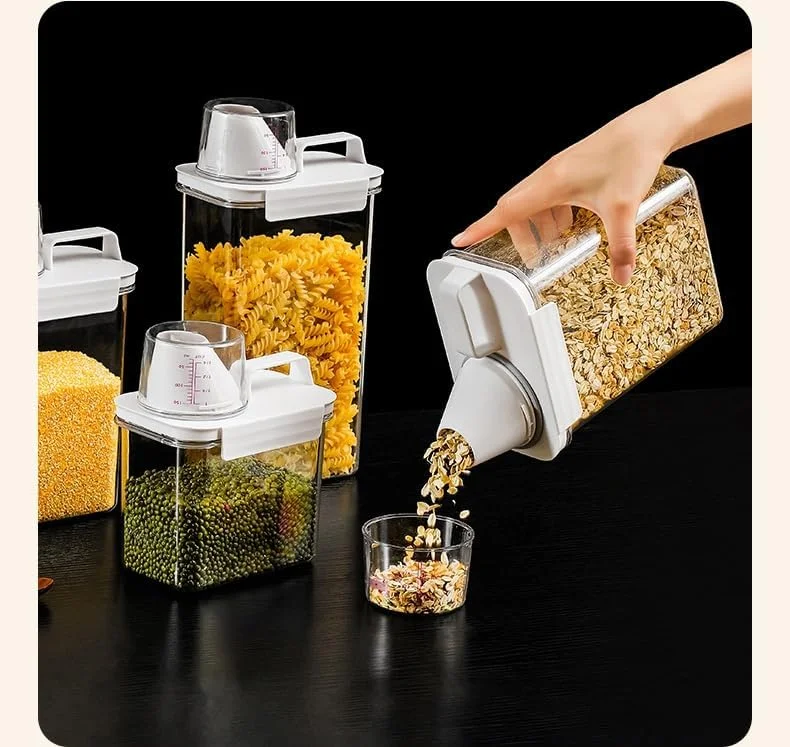 ظرف نگهداری درب دار ممتاز 1.8 لیتری (60 اونس) - سازمان دهنده چند منظوره آشپزخانه و لباسشویی برای پودر لباسشویی، غلات، برنج و خرما - سطل ضد نشت با دسته و درب قفل دار ظرف نگهداری درب دار ممتاز 1.8 لیتری (60 اونس) - سازمان دهنده چند منظوره آشپزخانه و لباسشویی برای پودر لباسشویی، غلات، برنج و خرما - سطل ضد نشت با دسته و درب قفل دار