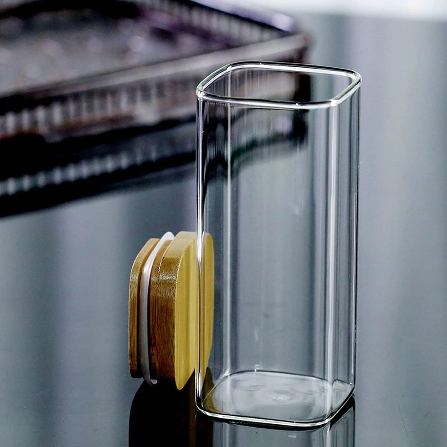 ست 3 عددی شیشه های مربعی ذخیره سازی 1CHASE با درب/قاشق بامبو محکم، 1500 میلی لیتر (50 اونس)، ست ظروف شیشه ای بوروسیلیکات برای نگهداری مواد غذایی در آشپزخانه، مناسب برای نگهداری آبنبات، کلوچه، برنج، شکر، آرد، پاستا و آجیل ست 3 عددی شیشه های مربعی ذخیره سازی 1CHASE با درب/قاشق بامبو محکم، 1500 میلی لیتر (50 اونس)، ست ظروف شیشه ای بوروسیلیکات برای نگهداری مواد غذایی در آشپزخانه، مناسب برای نگهداری آبنبات، کلوچه، برنج، شکر، آرد، پاستا و آجیل