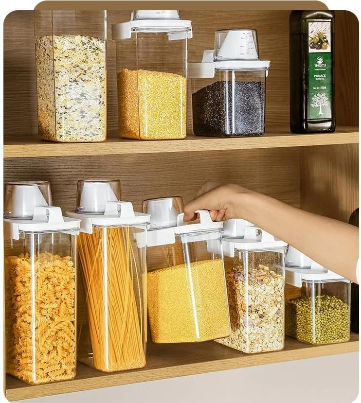 ظرف نگهداری درب دار ممتاز 1.8 لیتری (60 اونس) - سازمان دهنده چند منظوره آشپزخانه و لباسشویی برای پودر لباسشویی، غلات، برنج و خرما - سطل ضد نشت با دسته و درب قفل دار ظرف نگهداری درب دار ممتاز 1.8 لیتری (60 اونس) - سازمان دهنده چند منظوره آشپزخانه و لباسشویی برای پودر لباسشویی، غلات، برنج و خرما - سطل ضد نشت با دسته و درب قفل دار