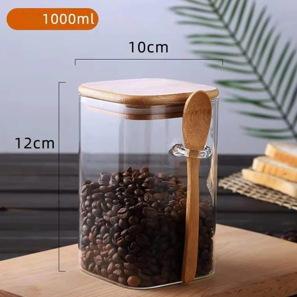 ست 3 تایی ظروف شیشه ای بوروسیلیکات 1CHASE با درب بامبو و قاشق، ظروف نگهداری مواد غذایی درب دار مناسب برای قهوه، آبنبات، کلوچه، برنج، شکر، آرد، پاستا، آجیل و ادویه جات، 1000 میلی لیتر ست 3 تایی ظروف شیشه ای بوروسیلیکات 1CHASE با درب بامبو و قاشق، ظروف نگهداری مواد غذایی درب دار مناسب برای قهوه، آبنبات، کلوچه، برنج، شکر، آرد، پاستا، آجیل و ادویه جات، 1000 میلی لیتر