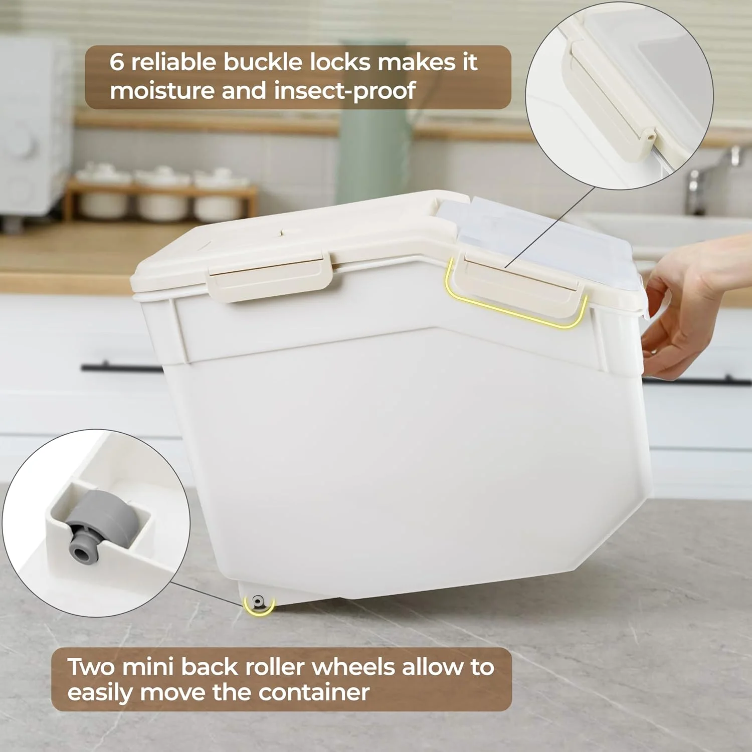 ظرف برنج 10 کیلوگرمی ABOUT SPACE (بسته 2 عددی) ظرف نگهداری برنج دربسته با پیمانه اندازه گیری و بیلچه برنج - پخش کننده بشکه برنج - سازمان دهنده آشپزخانه ضد رطوبت برای غلات، حبوبات - پلاستیکی، سفید ظرف برنج 10 کیلوگرمی ABOUT SPACE (بسته 2 عددی) ظرف نگهداری برنج دربسته با پیمانه اندازه گیری و بیلچه برنج - پخش کننده بشکه برنج - سازمان دهنده آشپزخانه ضد رطوبت برای غلات، حبوبات - پلاستیکی، سفید