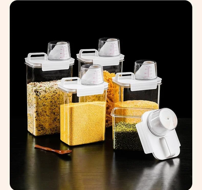 ظرف نگهداری درب دار ممتاز 1.8 لیتری (60 اونس) - سازمان دهنده چند منظوره آشپزخانه و لباسشویی برای پودر لباسشویی، غلات، برنج و خرما - سطل ضد نشت با دسته و درب قفل دار ظرف نگهداری درب دار ممتاز 1.8 لیتری (60 اونس) - سازمان دهنده چند منظوره آشپزخانه و لباسشویی برای پودر لباسشویی، غلات، برنج و خرما - سطل ضد نشت با دسته و درب قفل دار