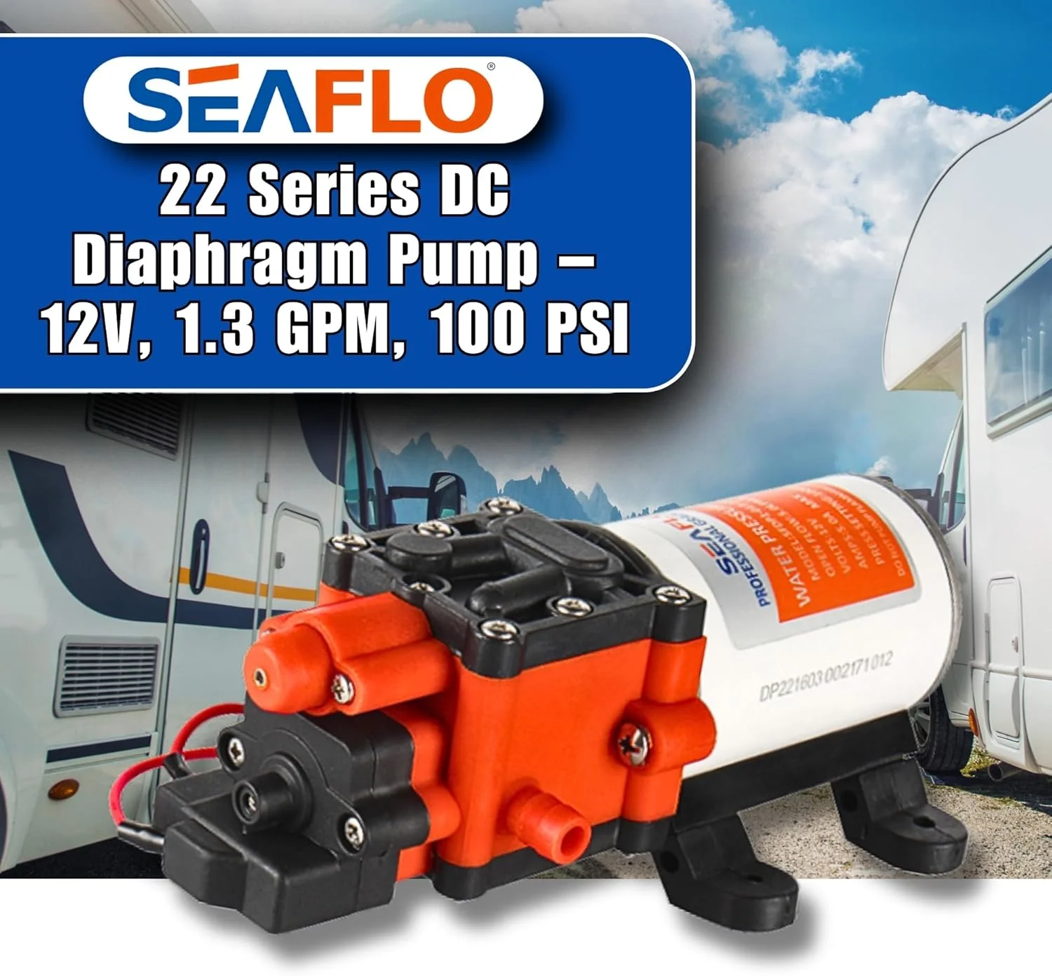 پمپ دیافراگمی خود مکش 12 ولت Seaflo با فشار 100PSI