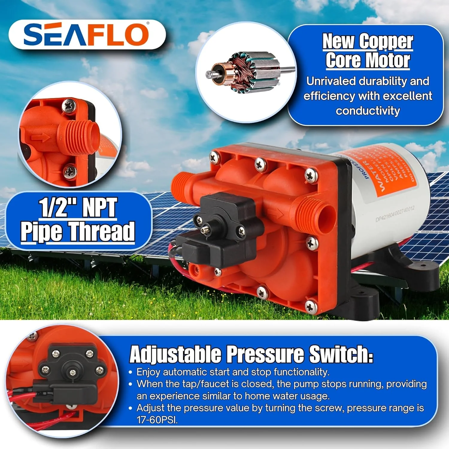 پمپ دیافراگمی سری Seaflo 42 با بای پس برای کاهش سیکل 12 ولت/24 ولت 3.0GPM 55PSI (12 ولت) پمپ دیافراگمی سری Seaflo 42 با بای پس برای کاهش سیکل 12 ولت/24 ولت 3.0GPM 55PSI (12 ولت)