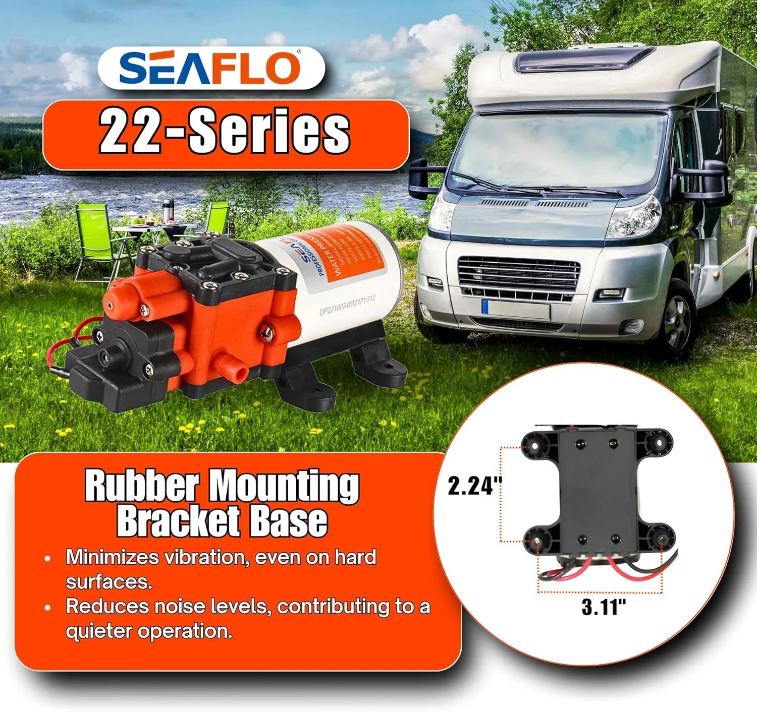 پمپ دیافراگمی خود مکش 12 ولت Seaflo با فشار 100PSI