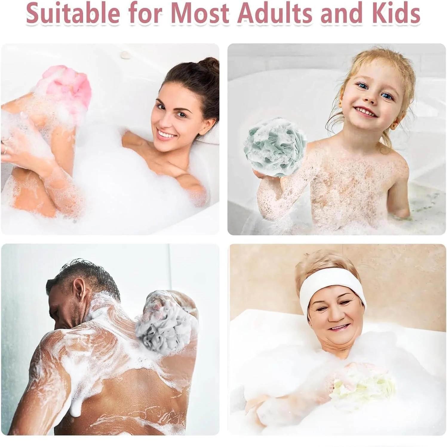 مجموعه 4 عددی اسفنج حمام لوفا MOMENT، اسفنج حمام پف دوش توری نرم لوفا برای مردان، اسکرابر لایه بردار بدن برای زنان، لوازم جانبی دوش مجموعه 4 عددی اسفنج حمام لوفا MOMENT، اسفنج حمام پف دوش توری نرم لوفا برای مردان، اسکرابر لایه بردار بدن برای زنان، لوازم جانبی دوش