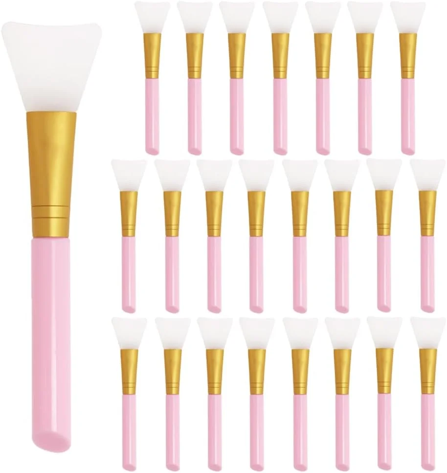 مینی اسکیت باز 24 عددی برس ماسک صورت سیلیکونی نرم برای ماسک های مخلوط رسی، ذغالی، مرطوب کننده های بدون مو، لوسیون بدن و اپلیکاتور کره، ابزار زیبایی مراقبت از پوست، (صورتی)