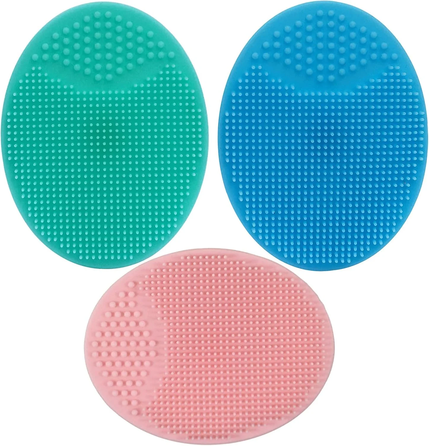 برس حمام سیلیکونی کودک MMSGA، برس ماساژ پوست سر کودک، برس شامپو کودک، برس پاک کننده دستی صورت برای بزرگسالان، برس لایه بردار، برس سیلیکونی فوق العاده نرم (آبی+صورتی+سبز)