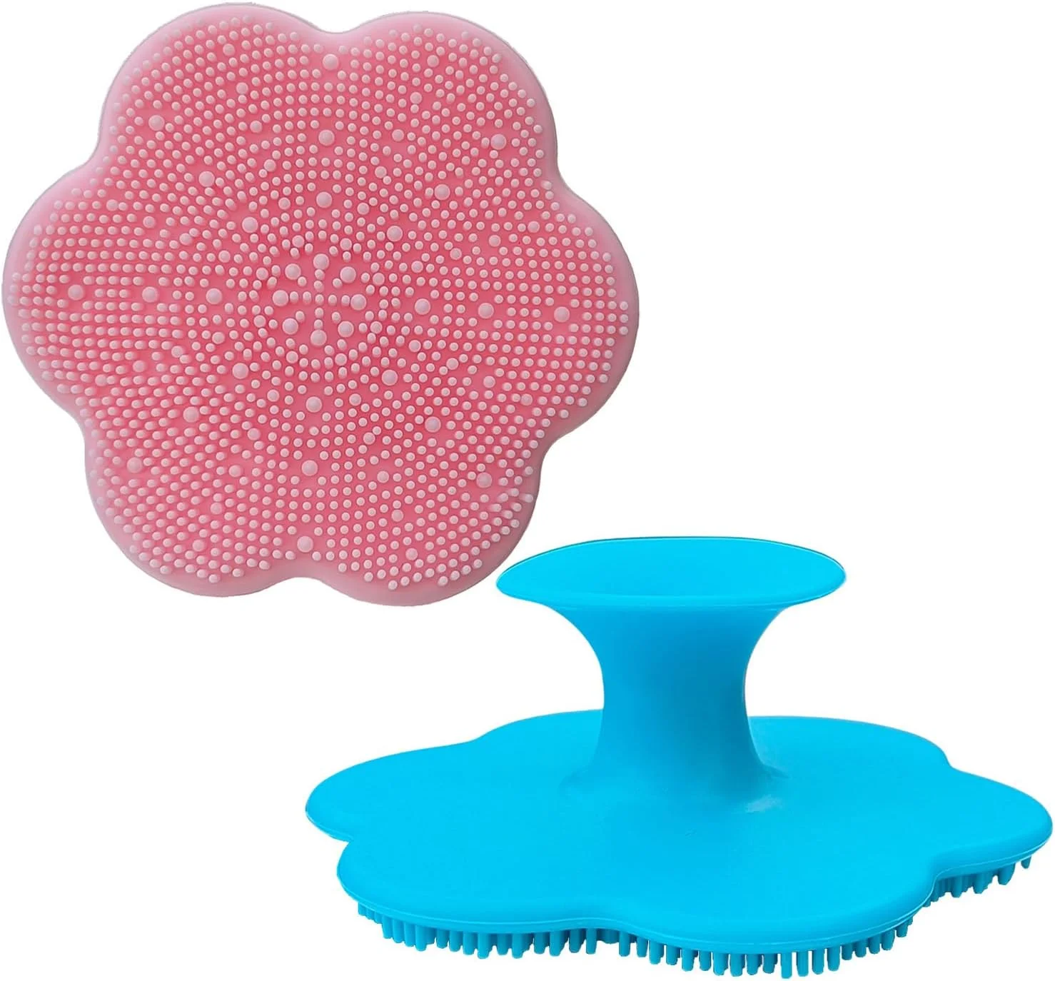 MMSGA برس اسکراب سیلیکونی صورت، برس لایه بردار و برس حمام کودک و برس پاک کننده صورت و برس کلاه گهواره کودک و برس ماساژ سیلیکونی، مناسب برای پاکسازی صورت بزرگسالان و حمام کردن کودک (بزرگ - 2 عدد)