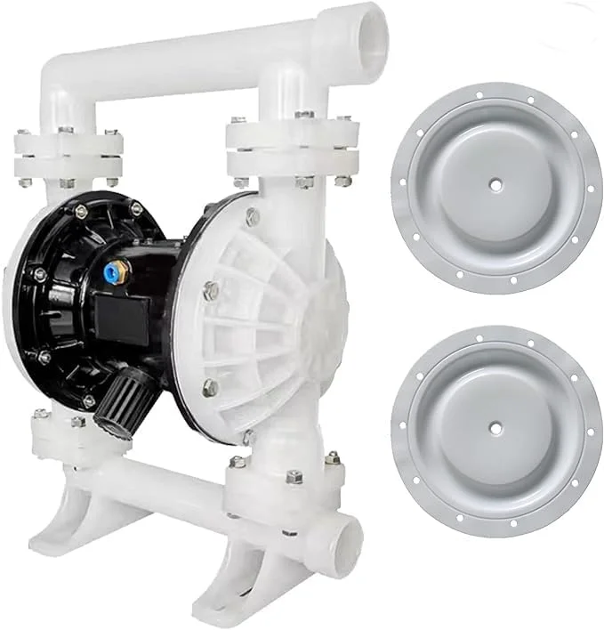 پمپ دیافراگمی دوگانه پنوماتیک، ورودی و خروجی 1-1/2 اینچ DN40، بدنه پلی پروپیلن، 35GPM و حداکثر 120pSI، پمپ شیمیایی انتقال روغن سفید کننده