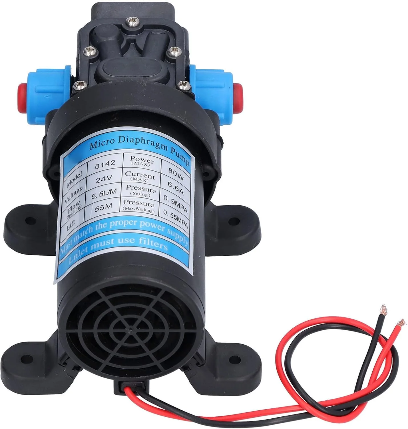 Marhynchus High Pressure SelfSuction Boost Micro Diaphragm Pump, Low Power Consumption, Water Purification, 9kg, Watering Flowers (24V)