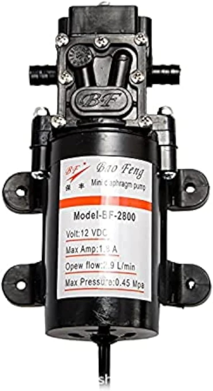 پمپ خود مکش دیافراگمی آب فشار قوی موتور DC 12V 60W با جریان 2.9 لیتر در دقیقه