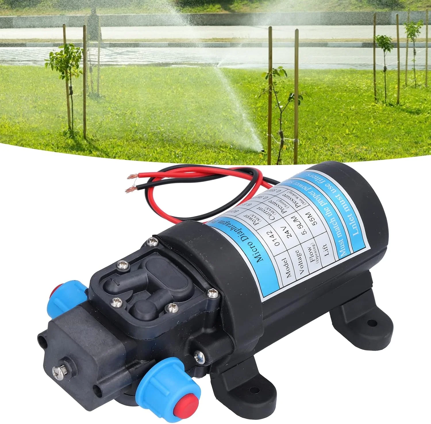 Marhynchus High Pressure SelfSuction Boost Micro Diaphragm Pump, Low Power Consumption, Water Purification, 9kg, Watering Flowers (24V)