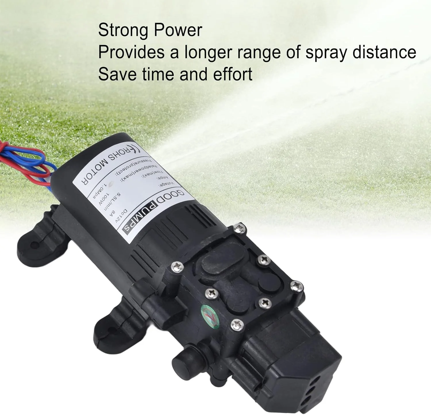 plplaaoo 12V Water Booster AC Pressure Diaphragm Pump, Schwarz, Industrial, Plastic, Diaphragm Pump, Water Pump, Garden, Car Wash, Cleaning