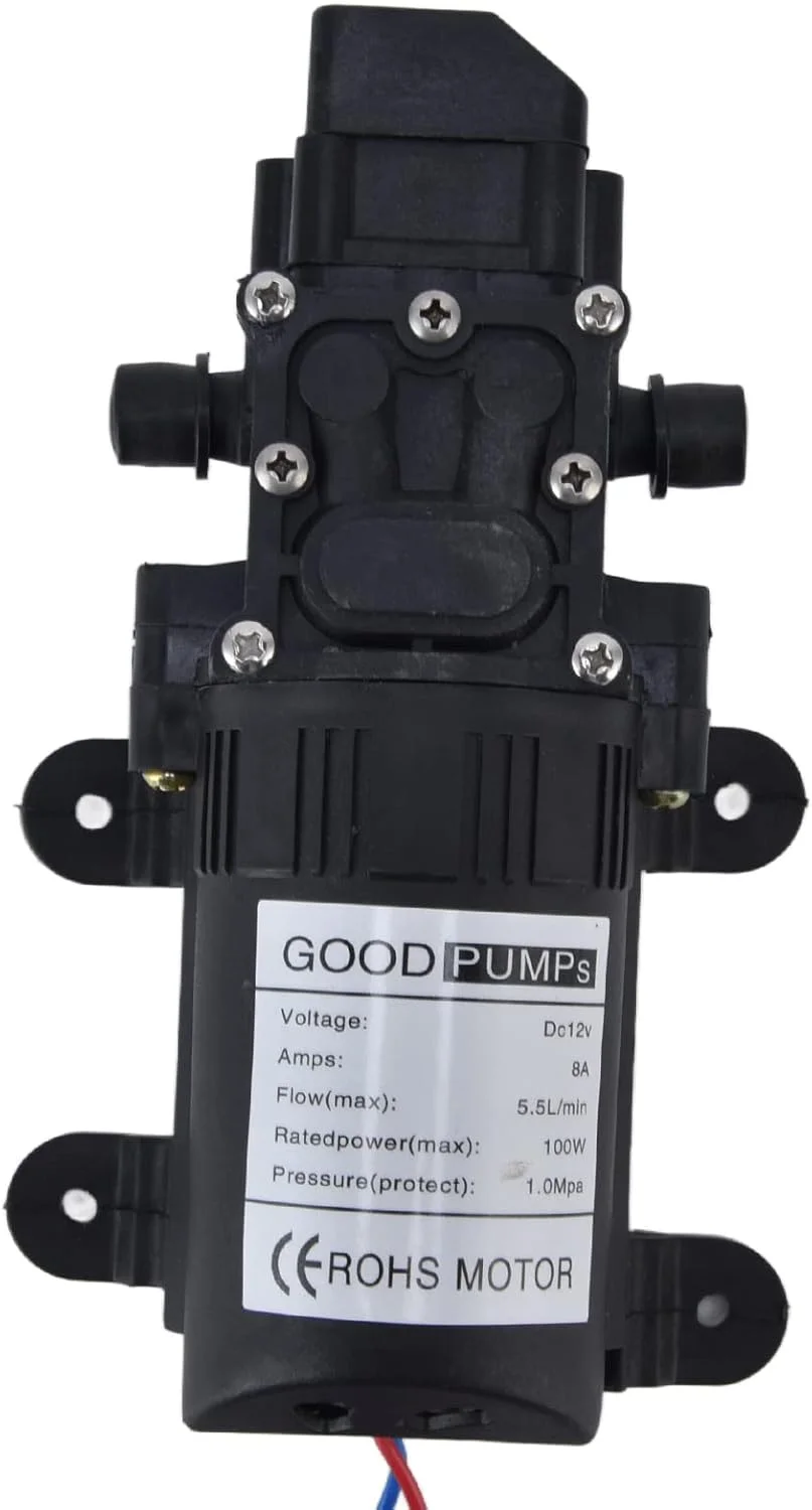 plplaaoo 12V Water Booster AC Pressure Diaphragm Pump, Schwarz, Industrial, Plastic, Diaphragm Pump, Water Pump, Garden, Car Wash, Cleaning