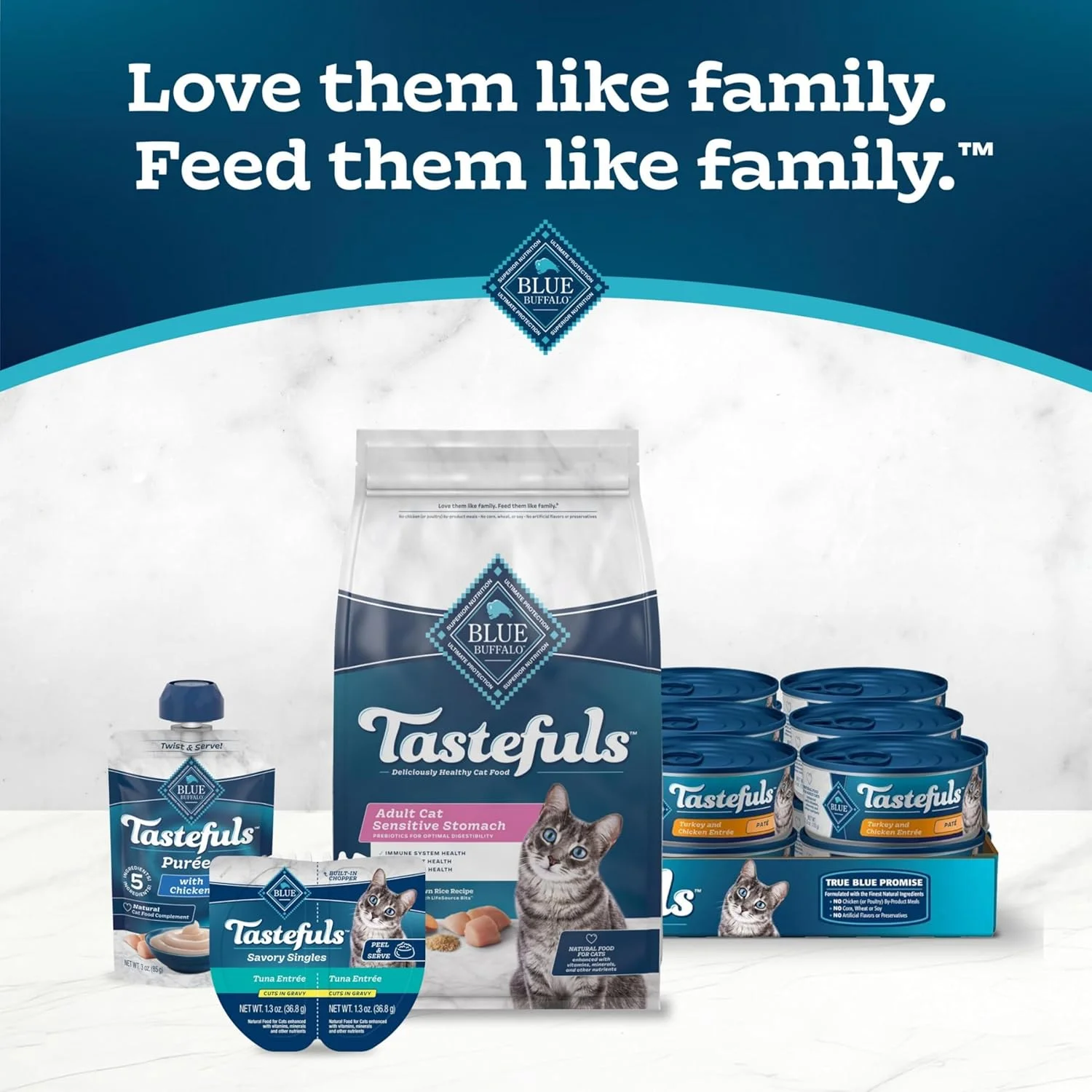 Blue Buffalo Tastefuls Natural Dry Food for Adult Cats, Sensitive Stomach, Chicken & Brown Rice Recipe, 3-lb. Bag Blue Buffalo Tastefuls Natural Dry Food for Adult Cats, Sensitive Stomach, Chicken & Brown Rice Recipe, 3-lb. Bag