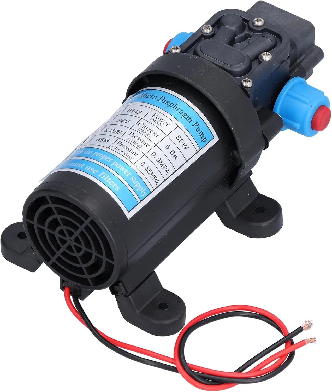 Marhynchus High Pressure SelfSuction Boost Micro Diaphragm Pump, Low Power Consumption, Water Purification, 9kg, Watering Flowers (24V)